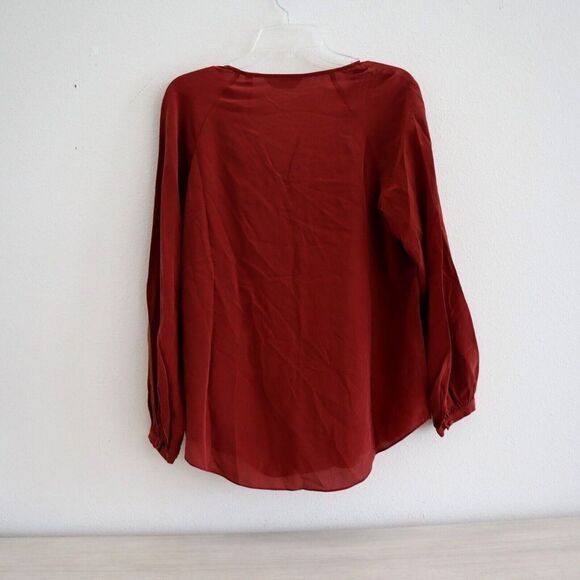 Joie TP042247881 Women's Sz M Russet Brown Shariana Silk Button Up Blouse - Picture 3 of 5